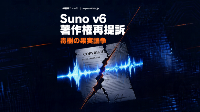 Suno v6 著作権再提訴：UMGとソニーが二度目の提訴、毒樹の果実論争